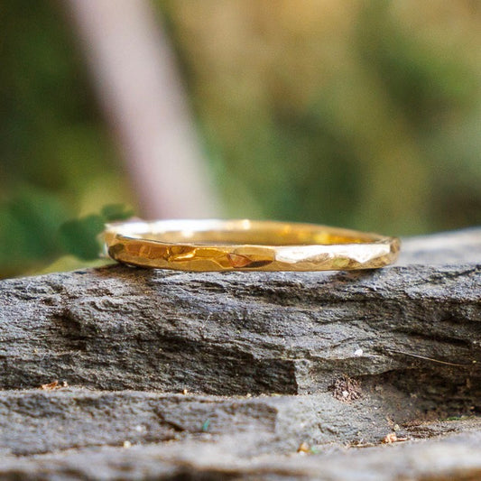 Skinny Gold Stackable Rings in Glitter Texture