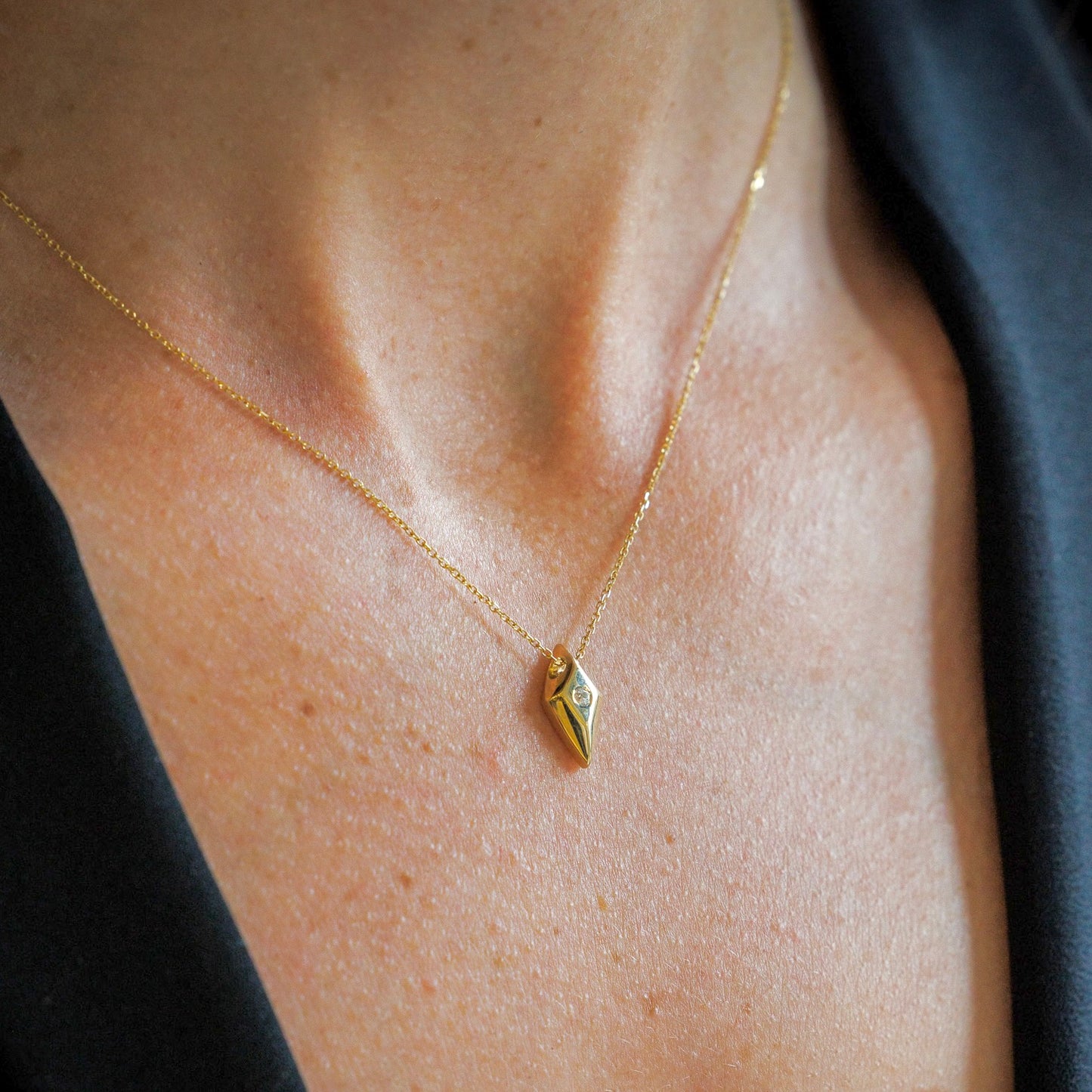 North Bead Tiny Solid 14K with teeny Diamond