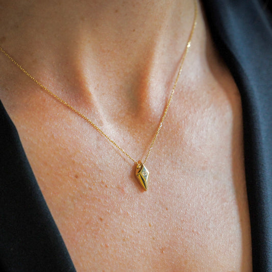 North Bead Tiny Solid 14K with teeny Diamond