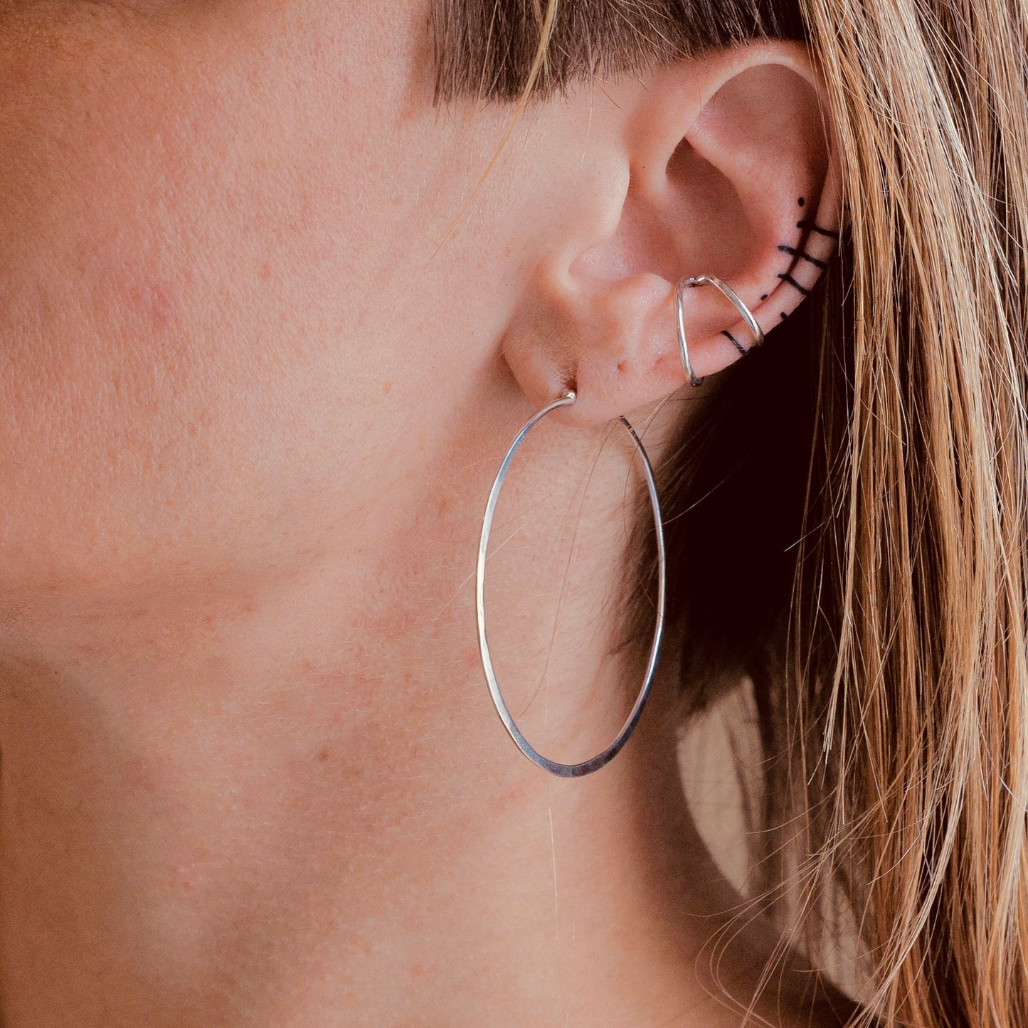 Slim Nana Hoops in Sterling Silver