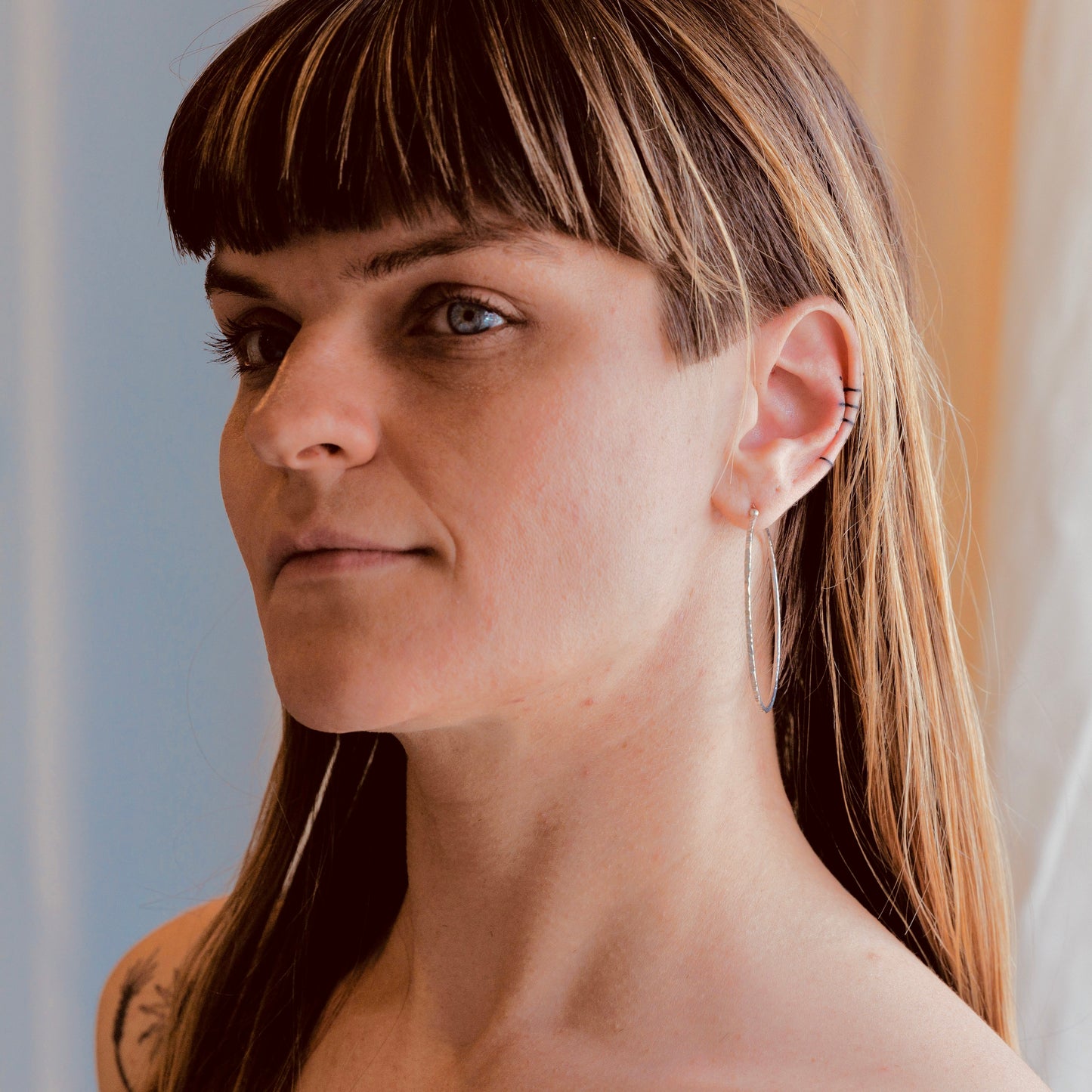 Oaked Hoops in Sterling Silver