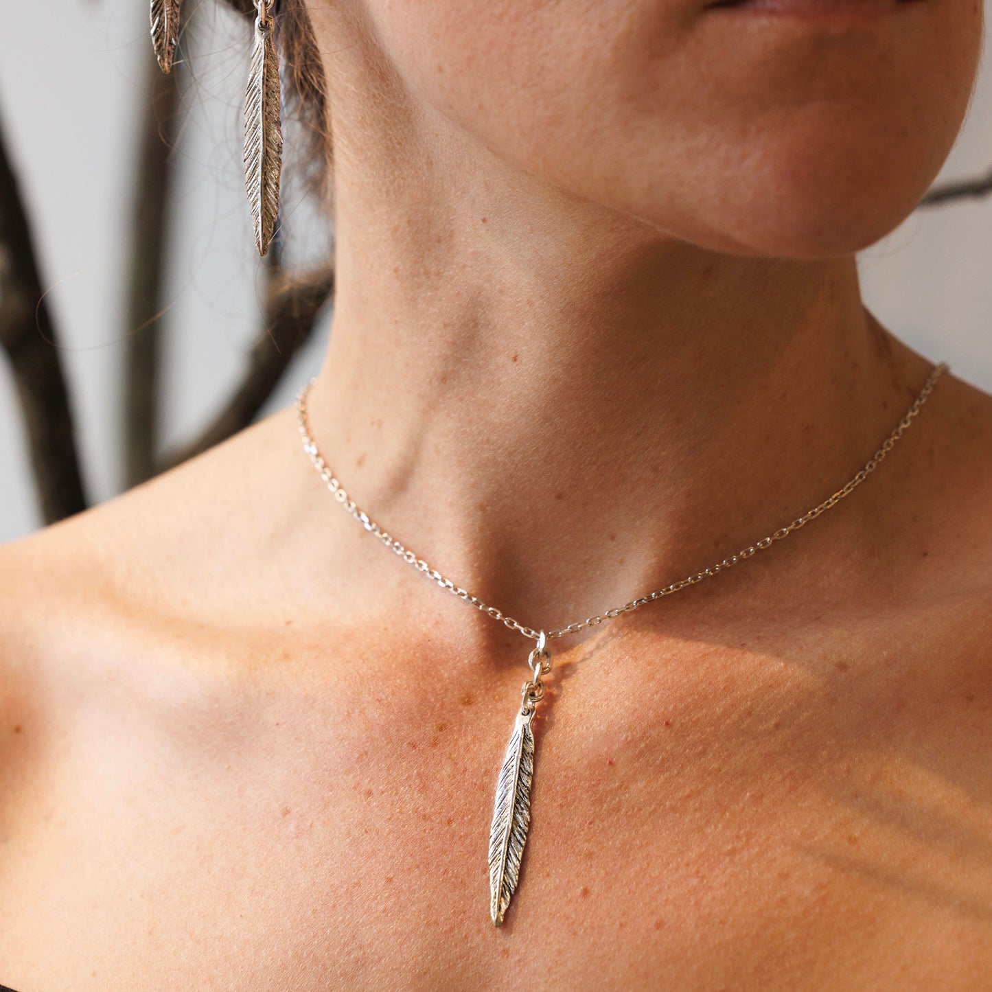 Carved Feather Necklace