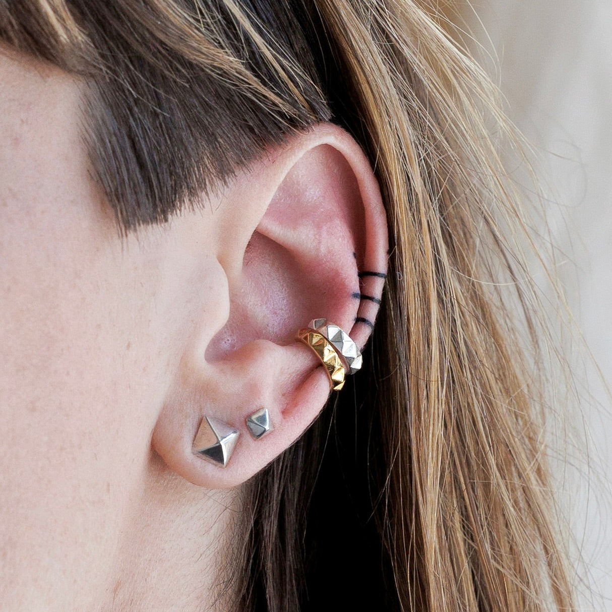Pyramid Stacking Ear Cuff