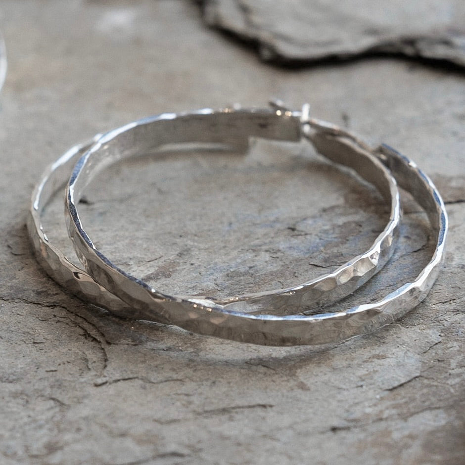 Glitter Hoops Sterling Silver