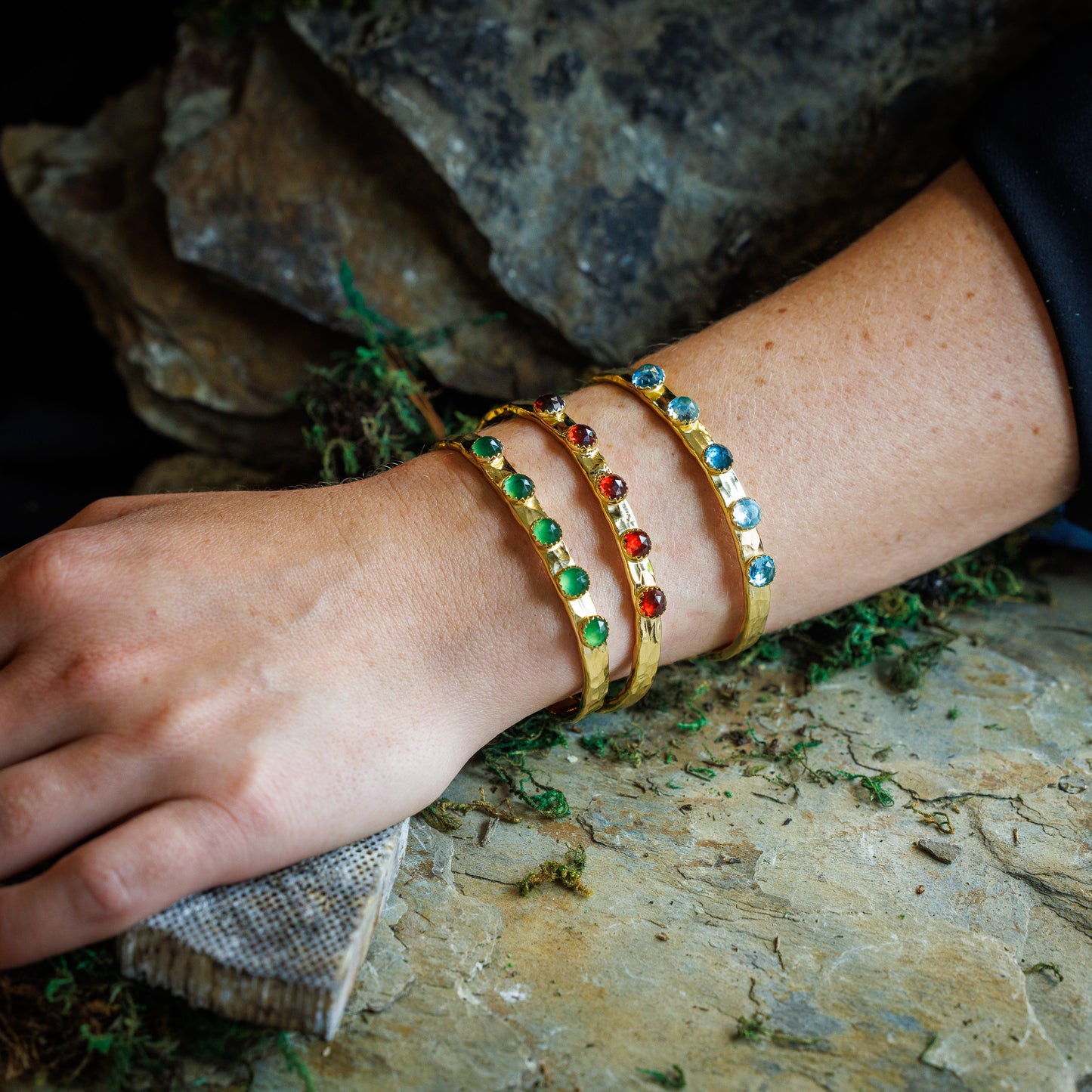 5 Wishes Rose Cut Gemstones in Yellow Gold Vermeil