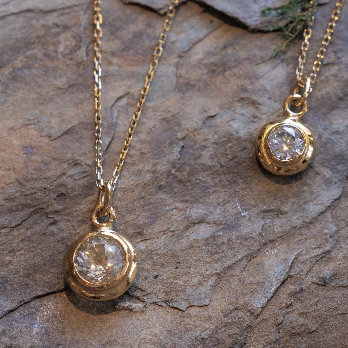 Headlight Necklace with 8mm White Topaz