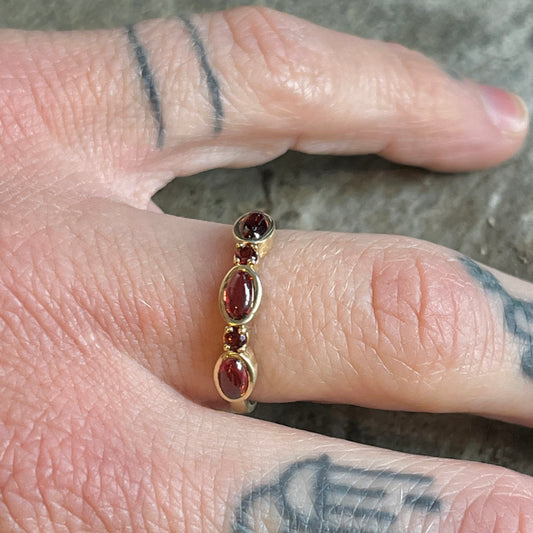 14K Garnet Stack Ring