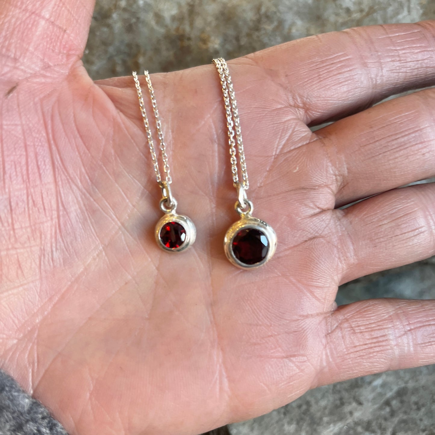 Headlight Necklace with Garnet