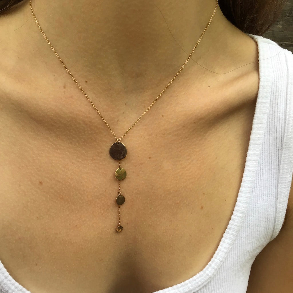 Descending Drop Necklace - Solid 14K Gold