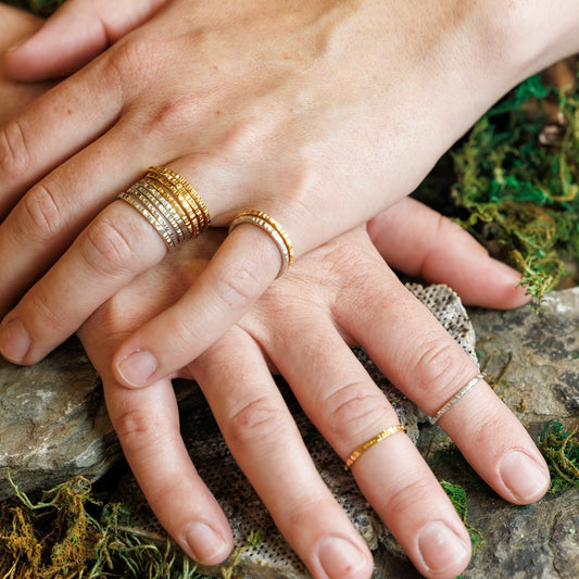 Stackable Rings in Oaked Texture