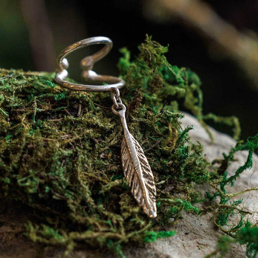 Carved Feather Ear Cuff