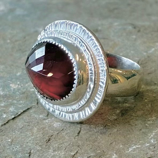 Dome Faceted Garnet on Ice