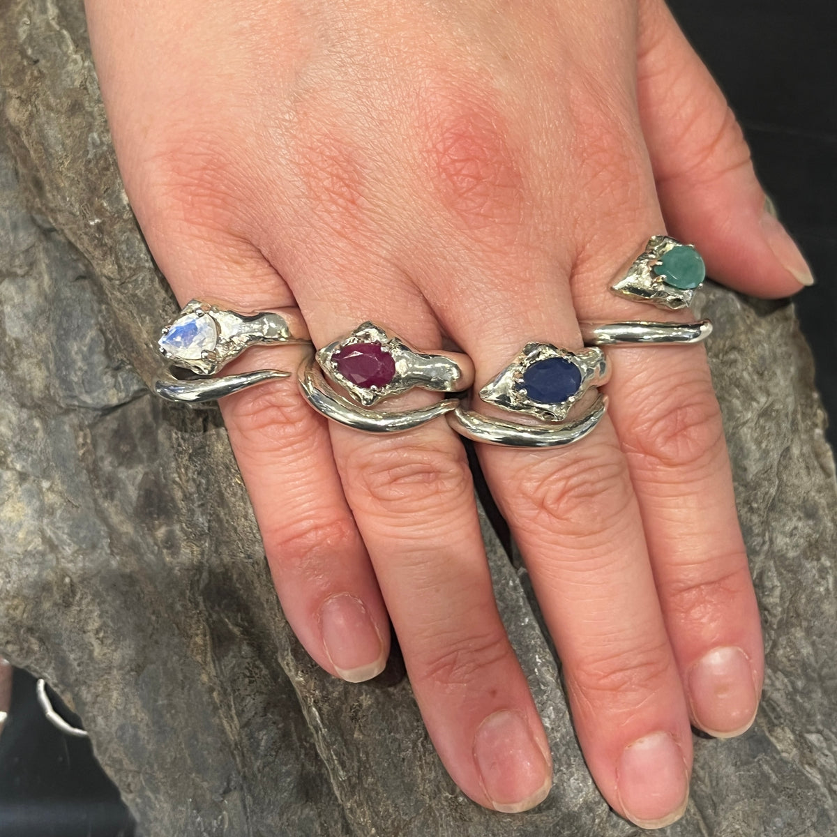 Snake Ring with Gemstone