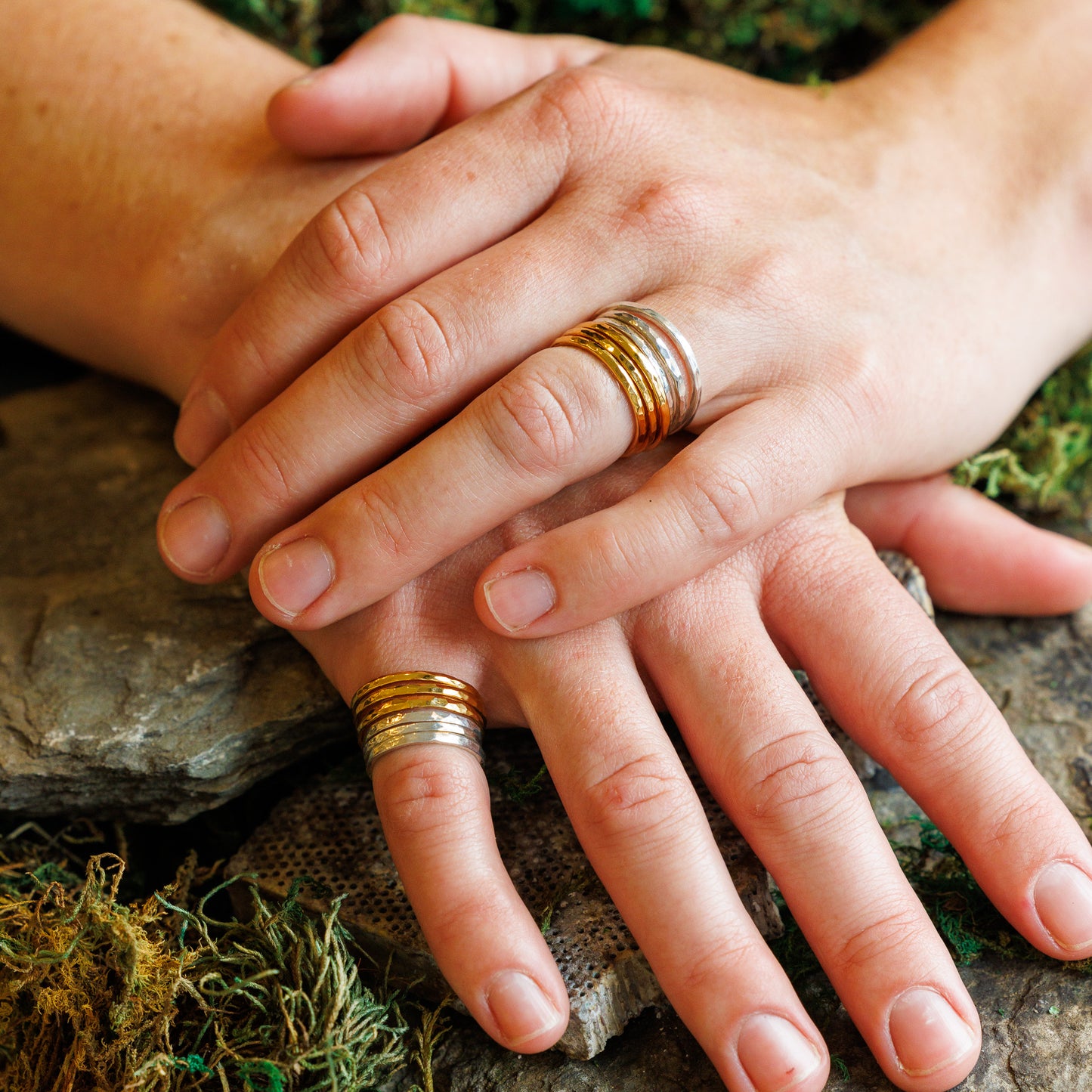 Stackable Rings in Glitter Texture