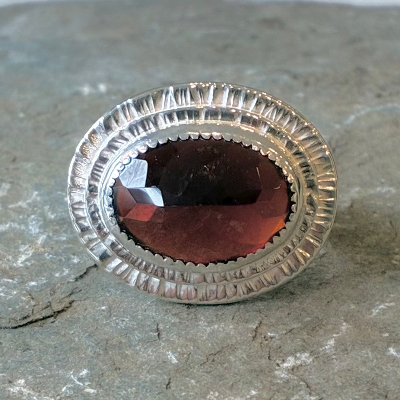 Dome Faceted Garnet on Ice