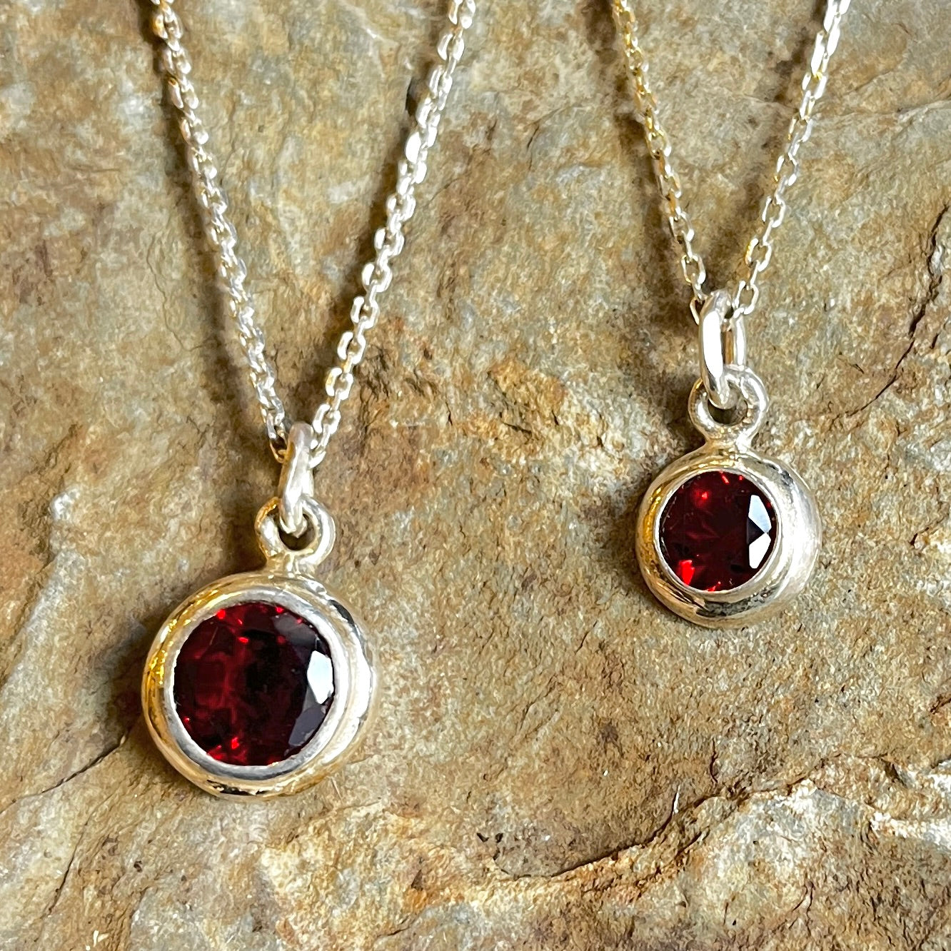 Headlight Necklace with Garnet