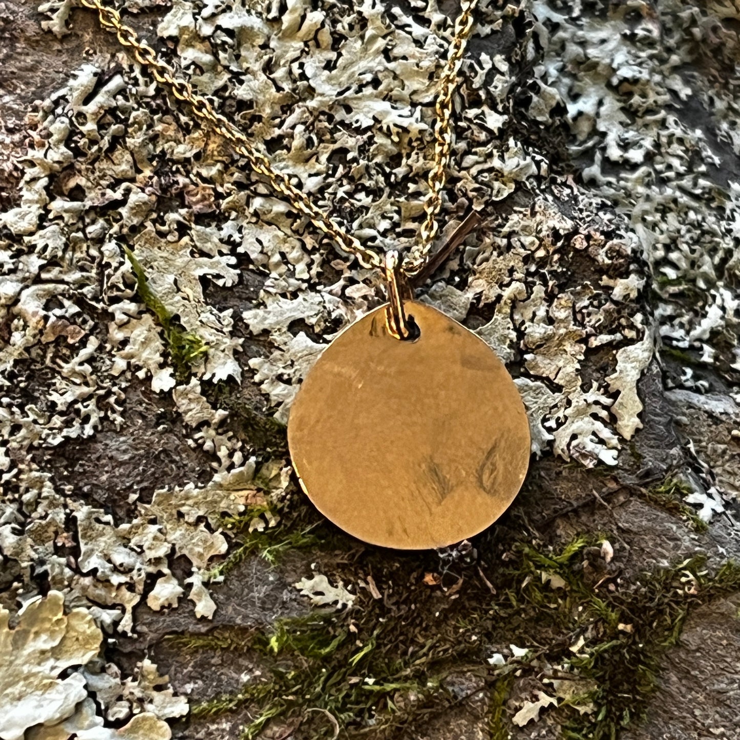 Hammered Drop Necklace Solid 14K