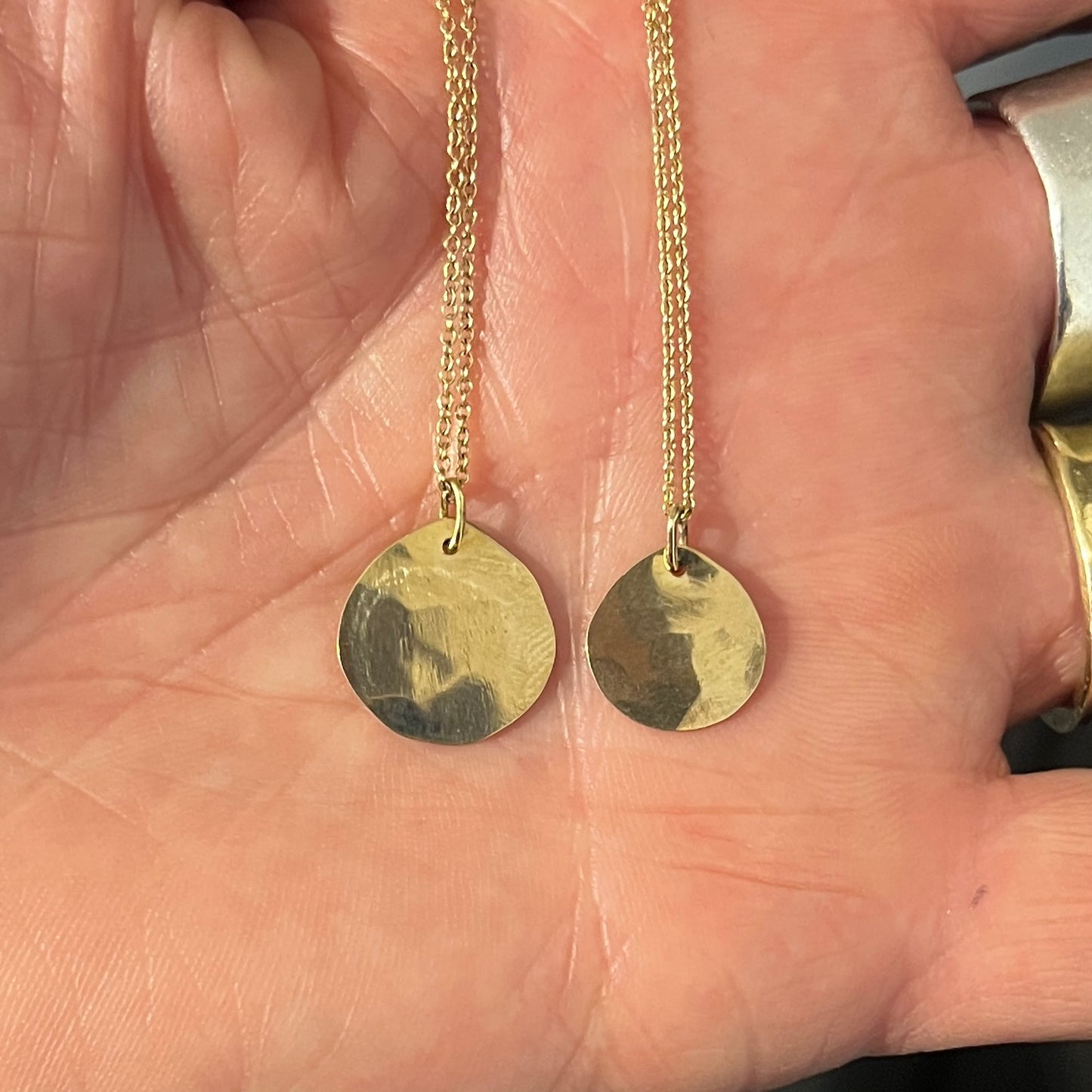 Hammered Drop Necklace Solid 14K
