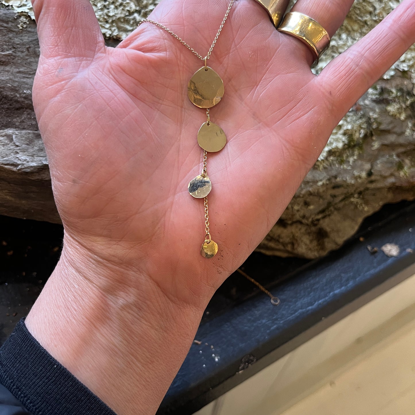 Descending Drop Necklace - Solid 14K Gold