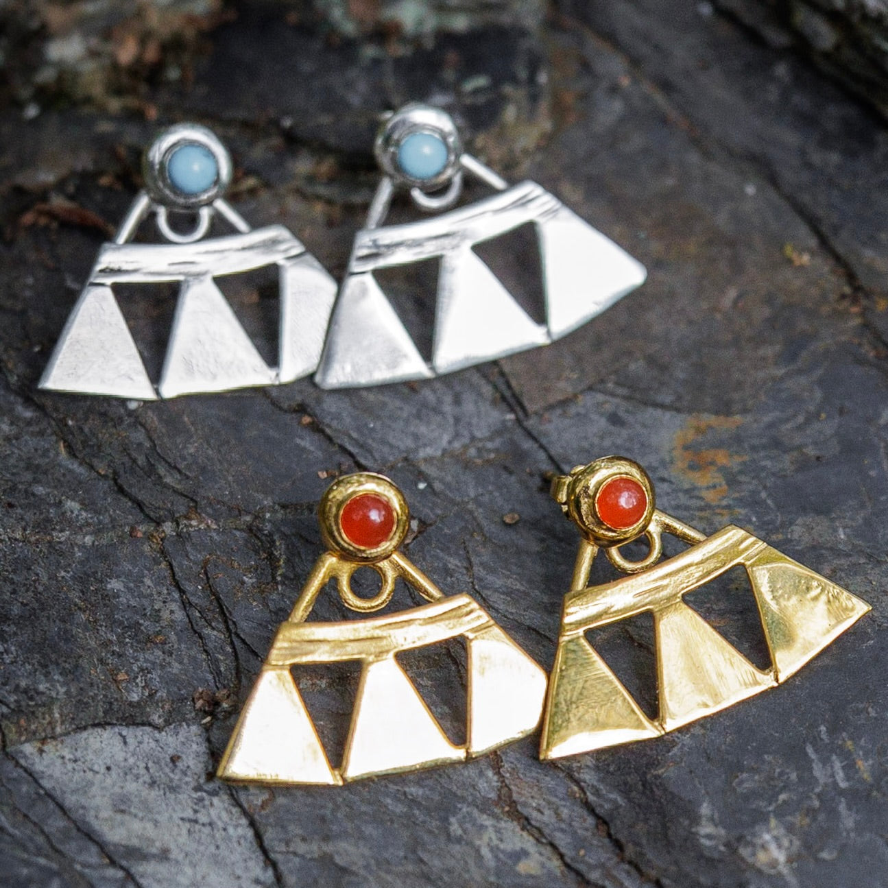 Solstice Ear Back Sleeves with Carnelian or Turquoise